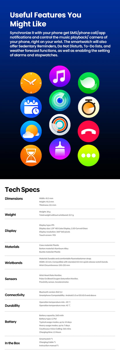 The Buzzy 3 Plus Smartwatch - By Zeblaze